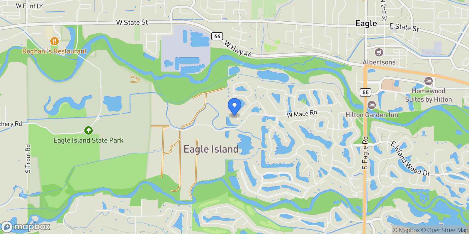Map showing 1055 S Brentbrook Lane, Eagle, ID, 83616, USA, Eagle, Idaho, United States.