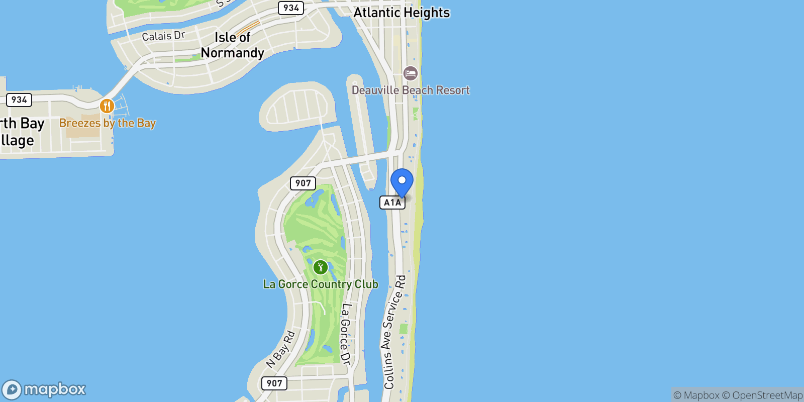Map showing 5875 Collins Ave 201, Miami Beach, Florida, United States.