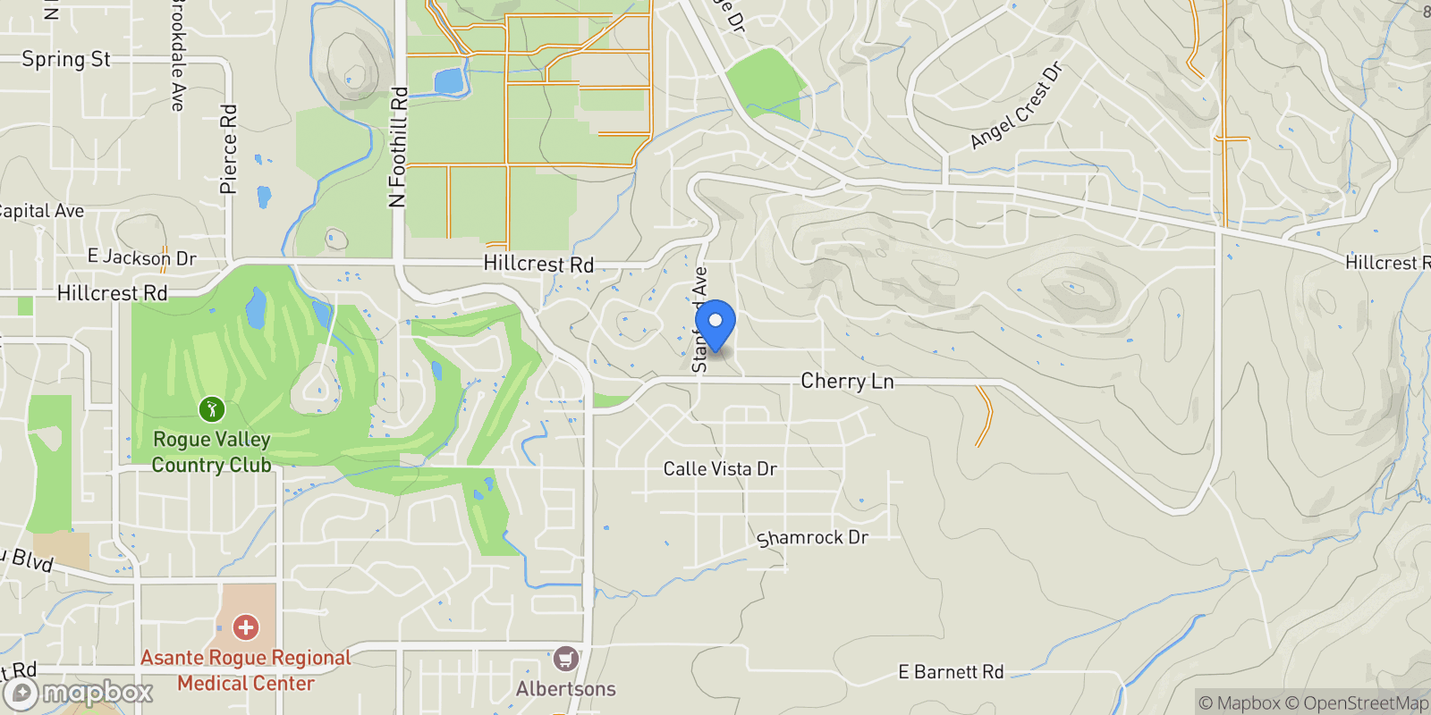 Map showing 381 Stanford, Medford, OR, 97504, USA, Medford, Oregon, United States.