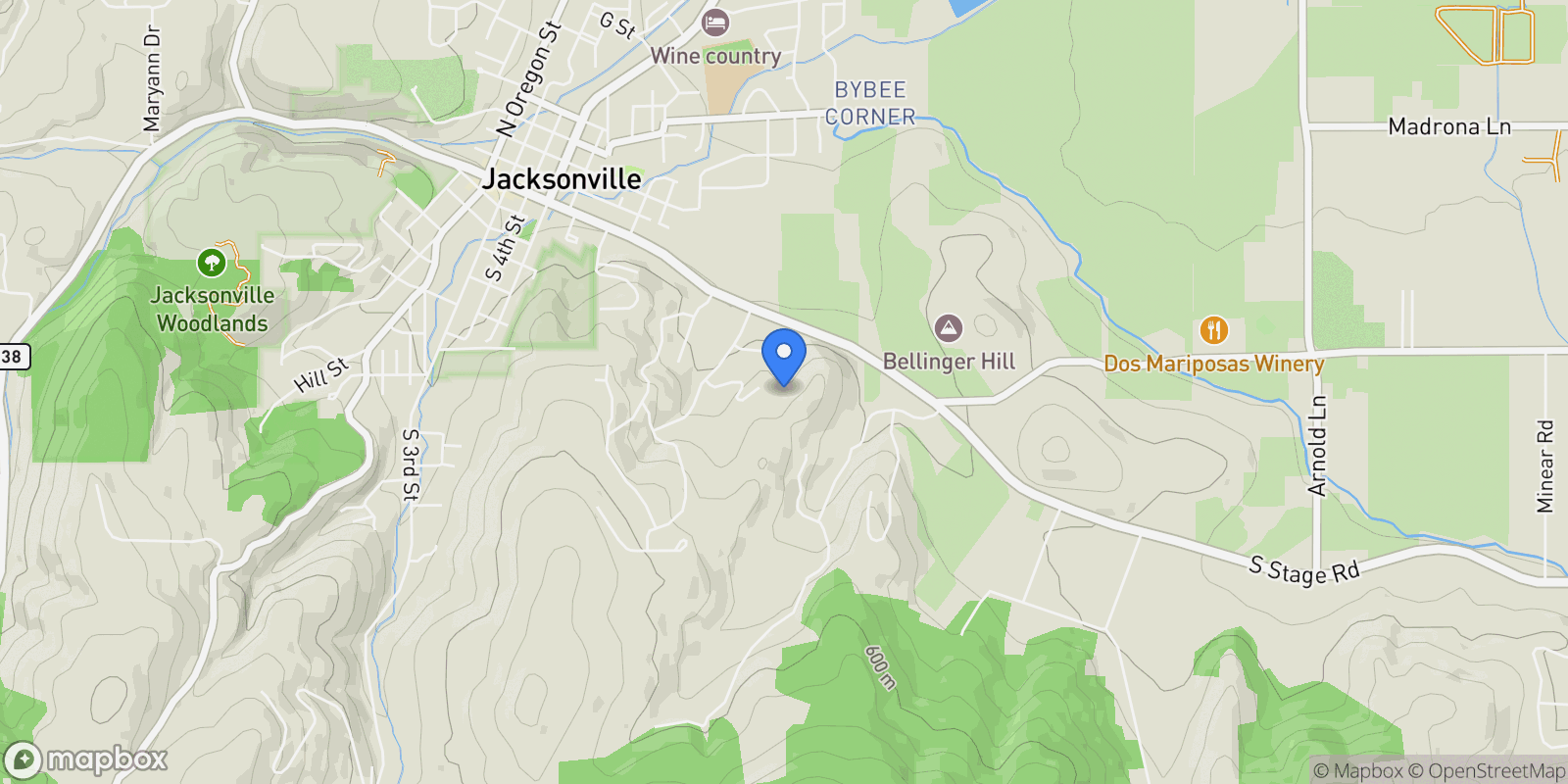 Map showing 855 Wells Fargo, Jacksonville, OR, 97530, USA, Applegate, Oregon, United States.
