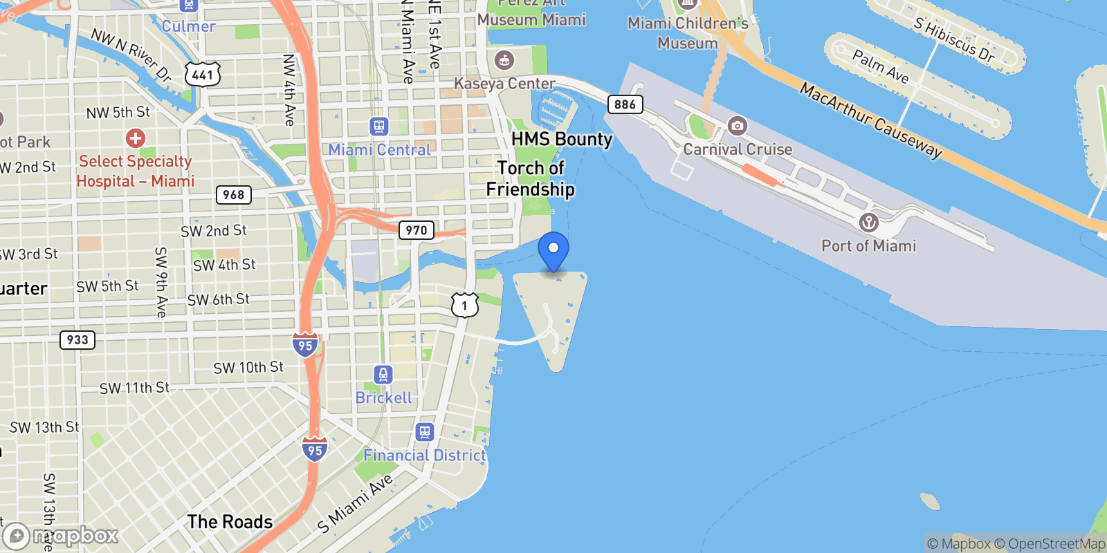 Map showing 888 Brickell Key Dr 1903, Miami, Florida, United States.