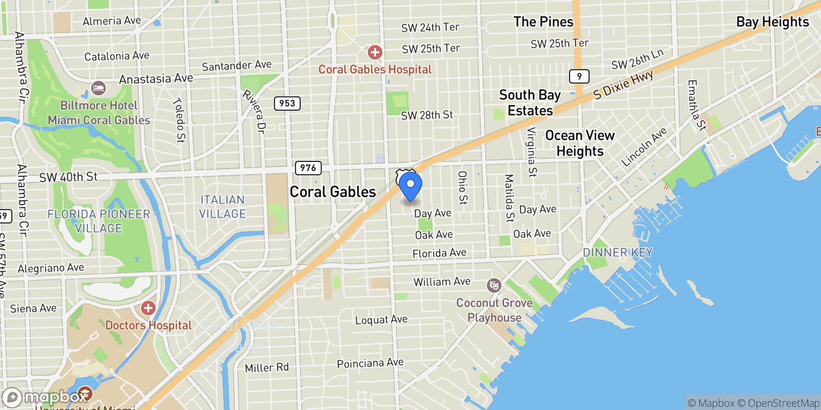 Map showing 3162 Plaza St, Miami, Florida, United States.