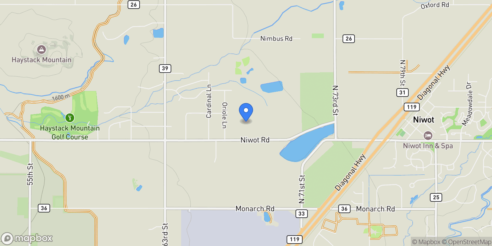 Map showing 6789 Niwot Road, Longmont, Colorado, United States.