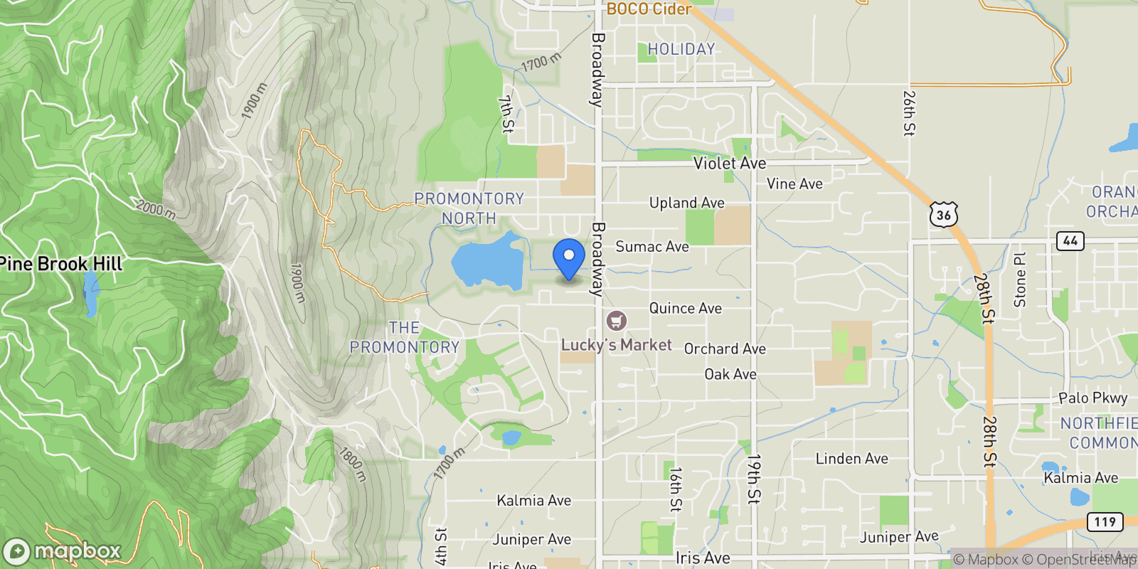 Map showing 1095 Redwood Avenue, Boulder, Colorado, United States.