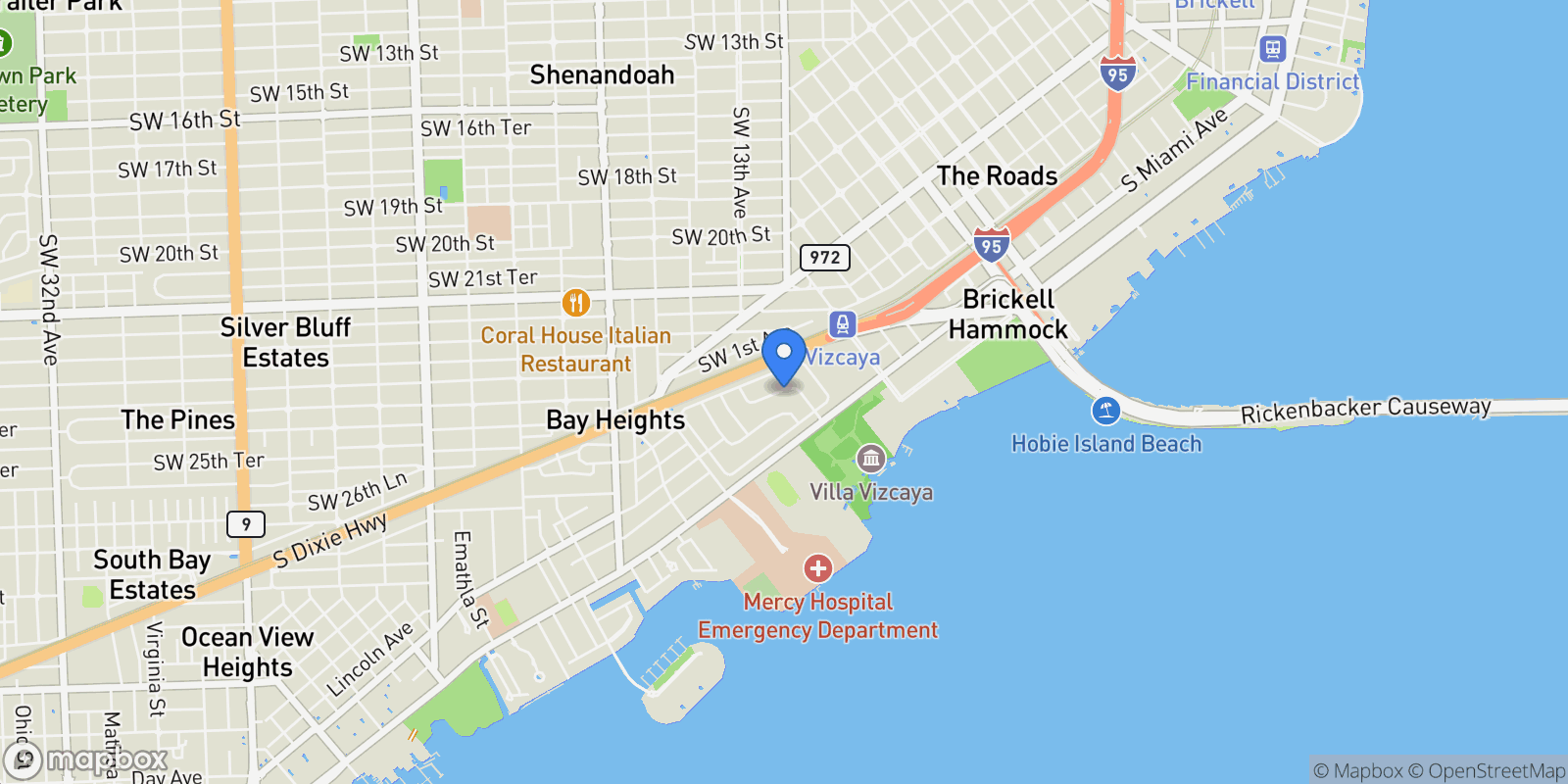 Map showing 30 Samana Dr, Miami, Florida, United States.