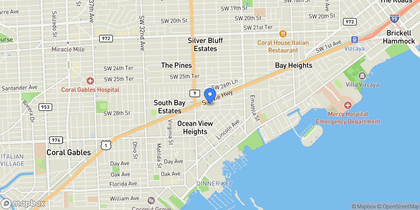 Map showing 2511 Tequesta Ln, Miami, Florida, United States.