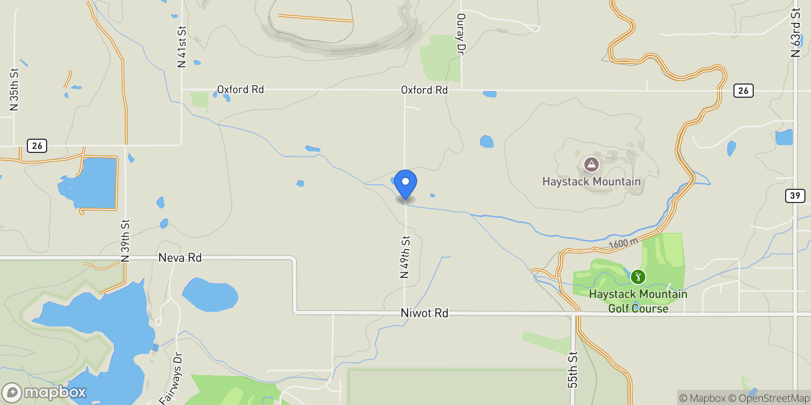 Map showing 7484 N 49th Street, Longmont, Colorado, United States.