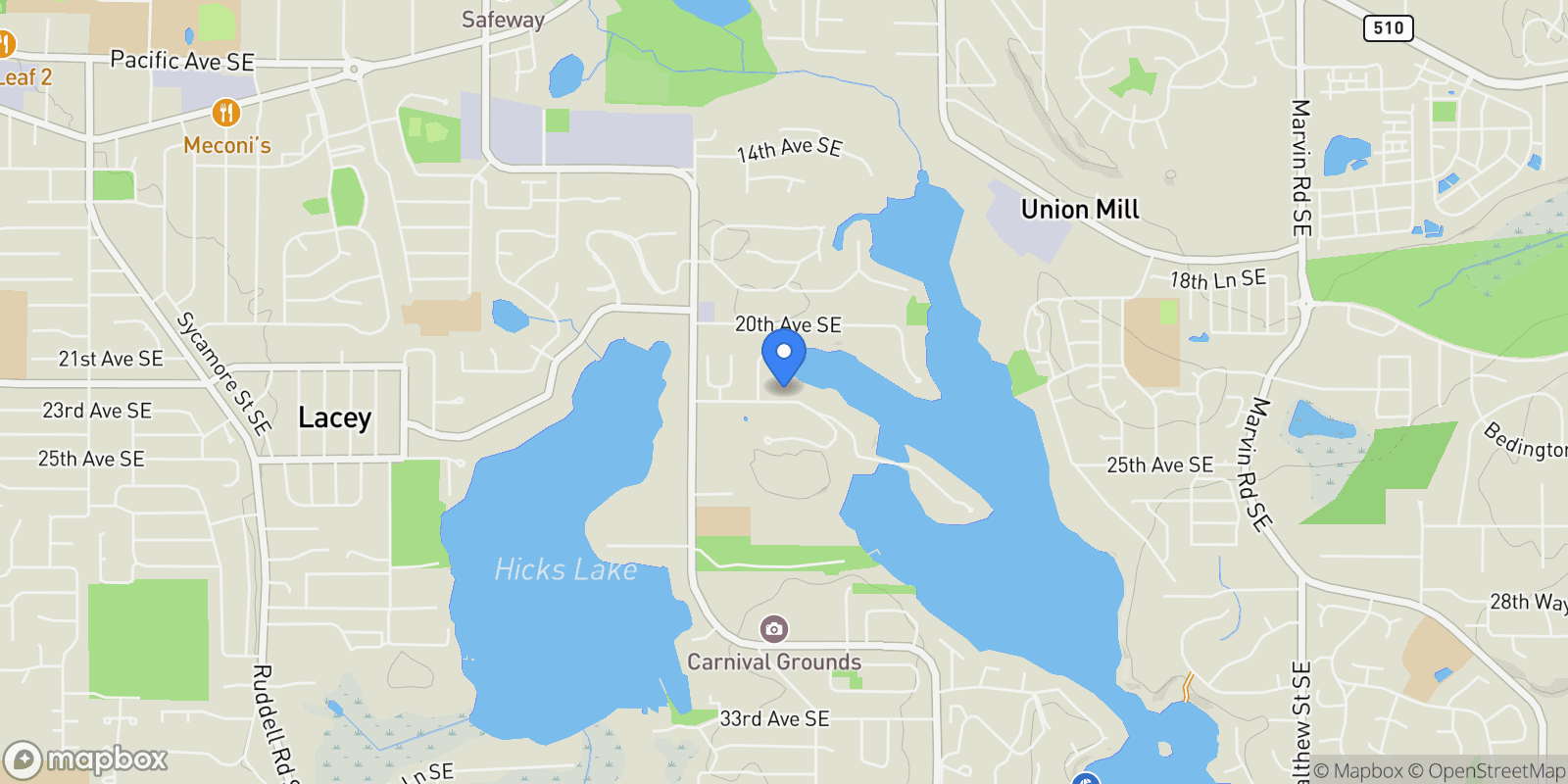 Map showing 7020 SE Holmes Island Road, Olympia, WA, 98503, USA, Olympia, Washington, United States.