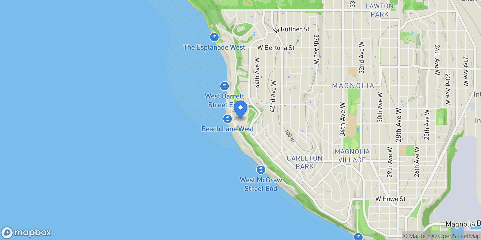 Map showing 4527 W Raye Street, Seattle, WA, 98199, USA, Seattle, Washington, United States.