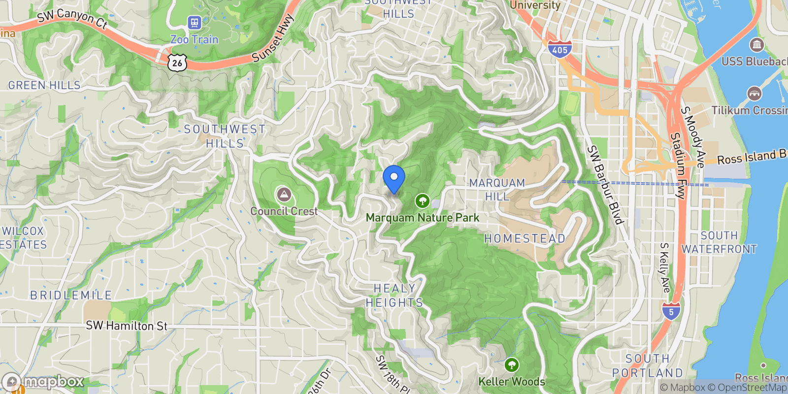 Map showing 3400 SW SHERWOOD PL, Portland, OR, 97239, USA, Portland, Oregon, United States.
