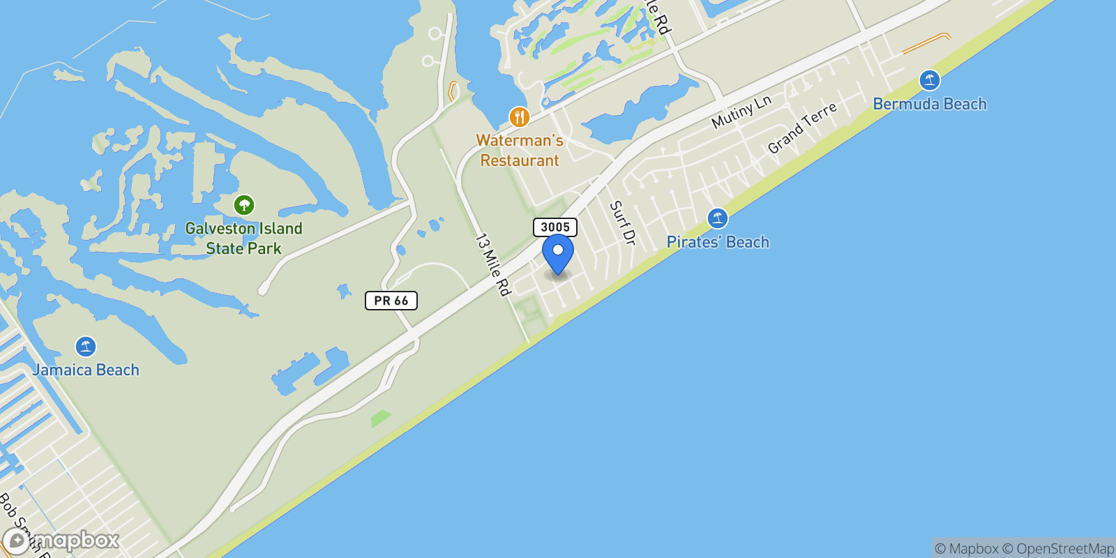 Map showing 4119 Rum Bay, Galveston, Texas, United States.