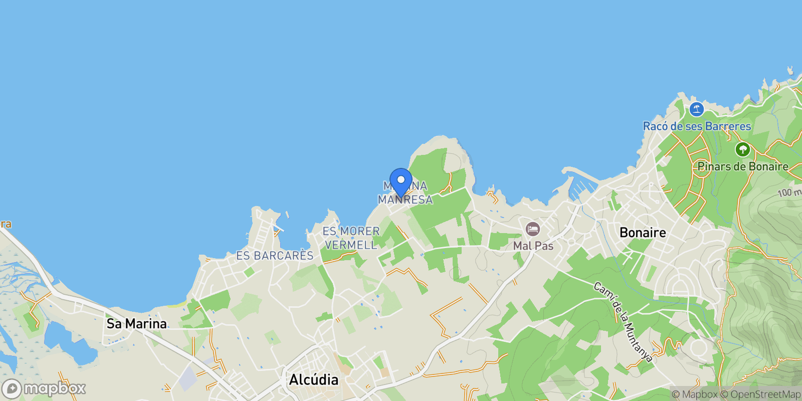Map showing Alcudia, Balearic Islands, Spain.