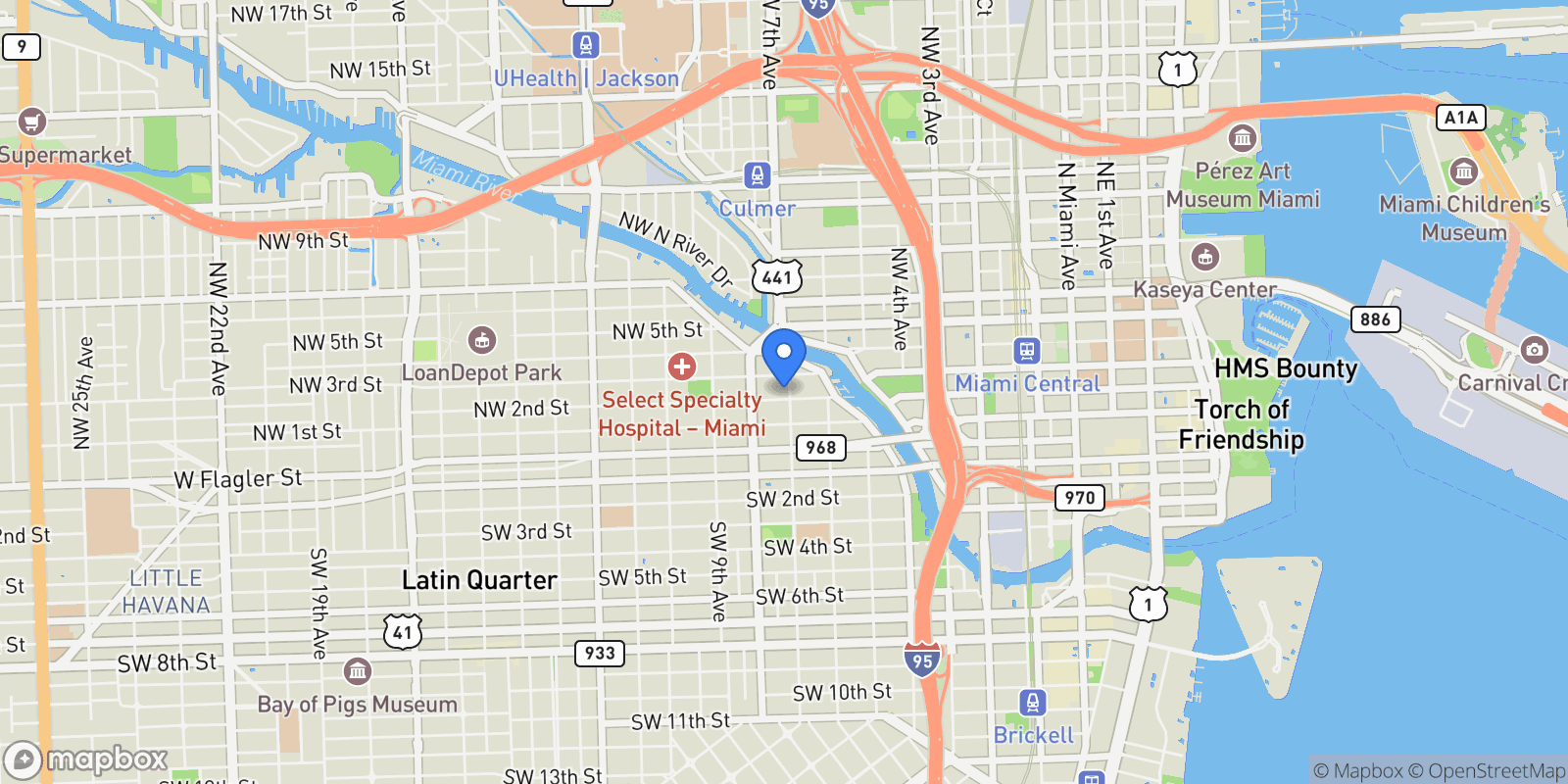 Map showing 212 NW 7th Ave, Miami, Florida, United States.