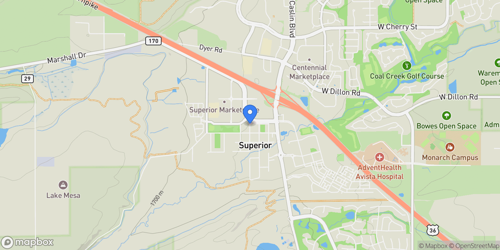 Map showing 304 W Maple Street, Lafayette, Colorado, United States.