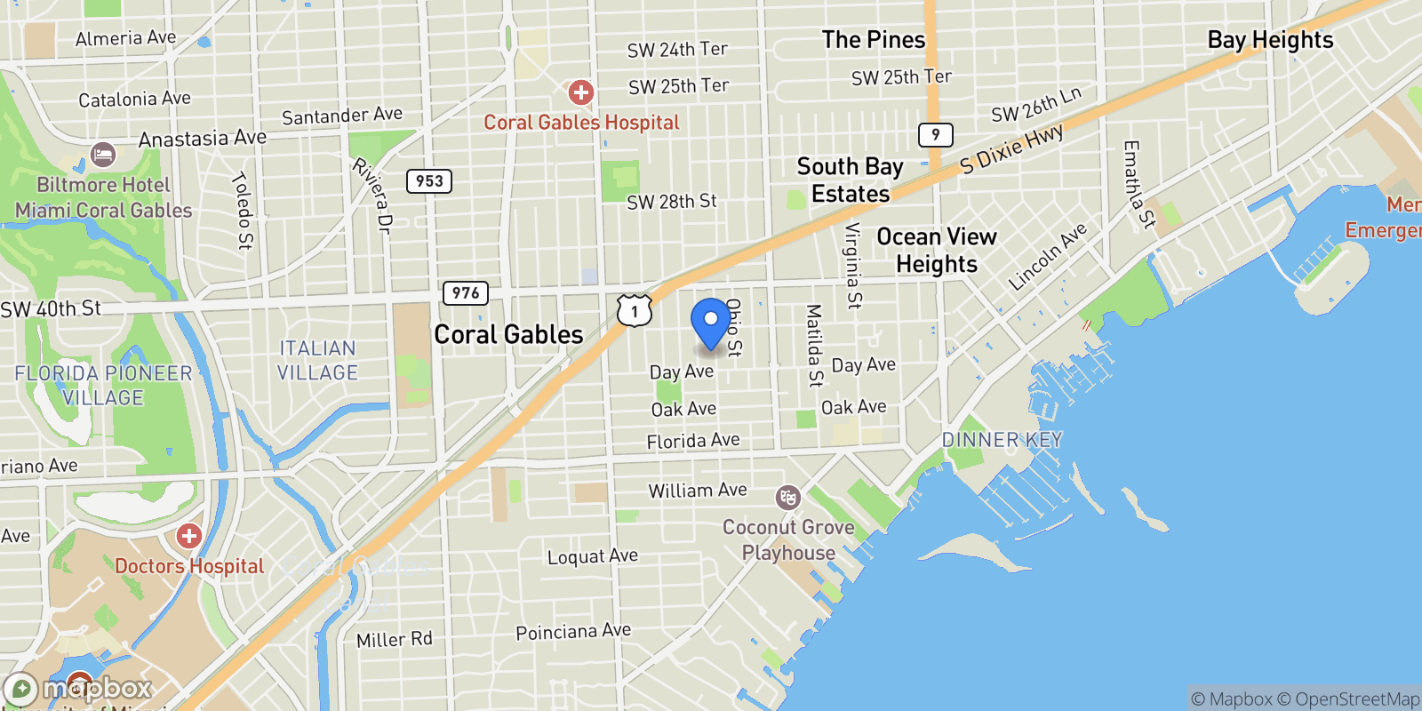 Map showing 3174 Elizabeth St, Miami, Florida, United States.