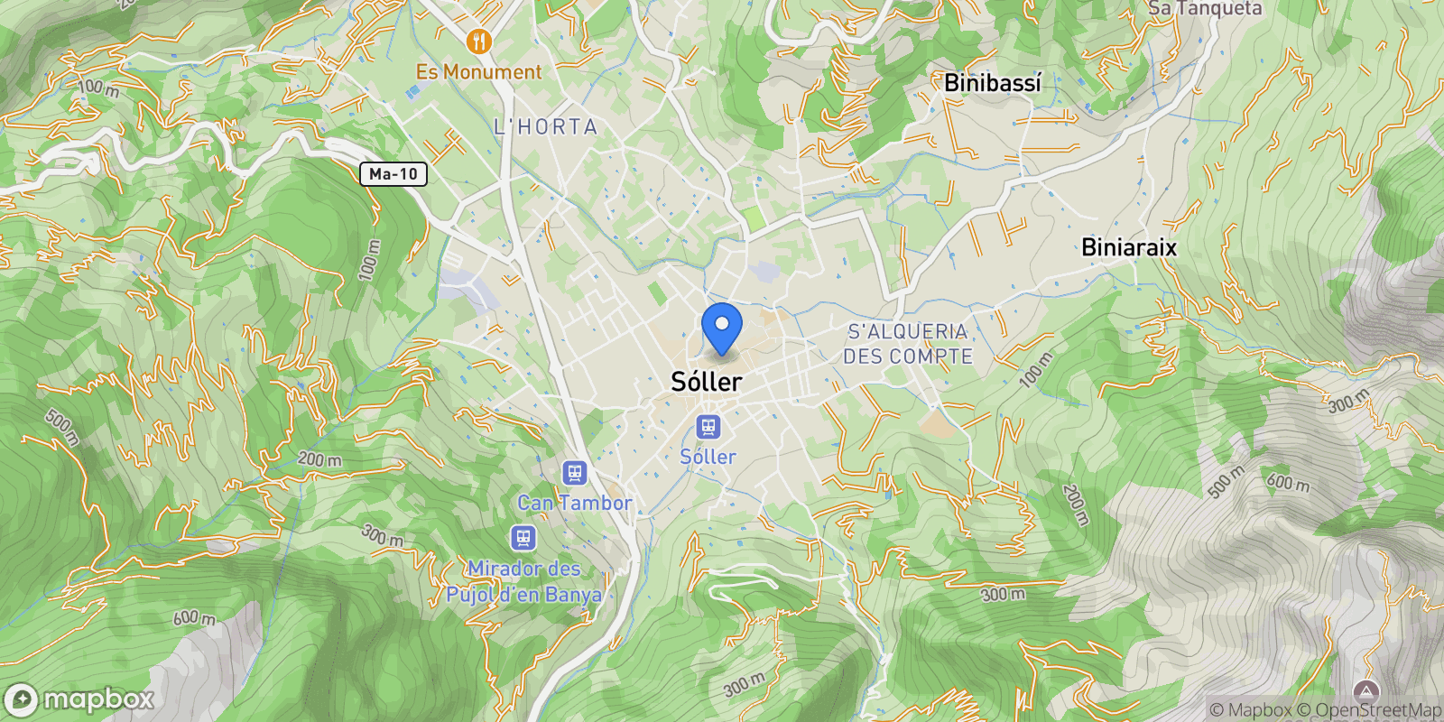 Map showing Soller, Balearic Islands, Spain.
