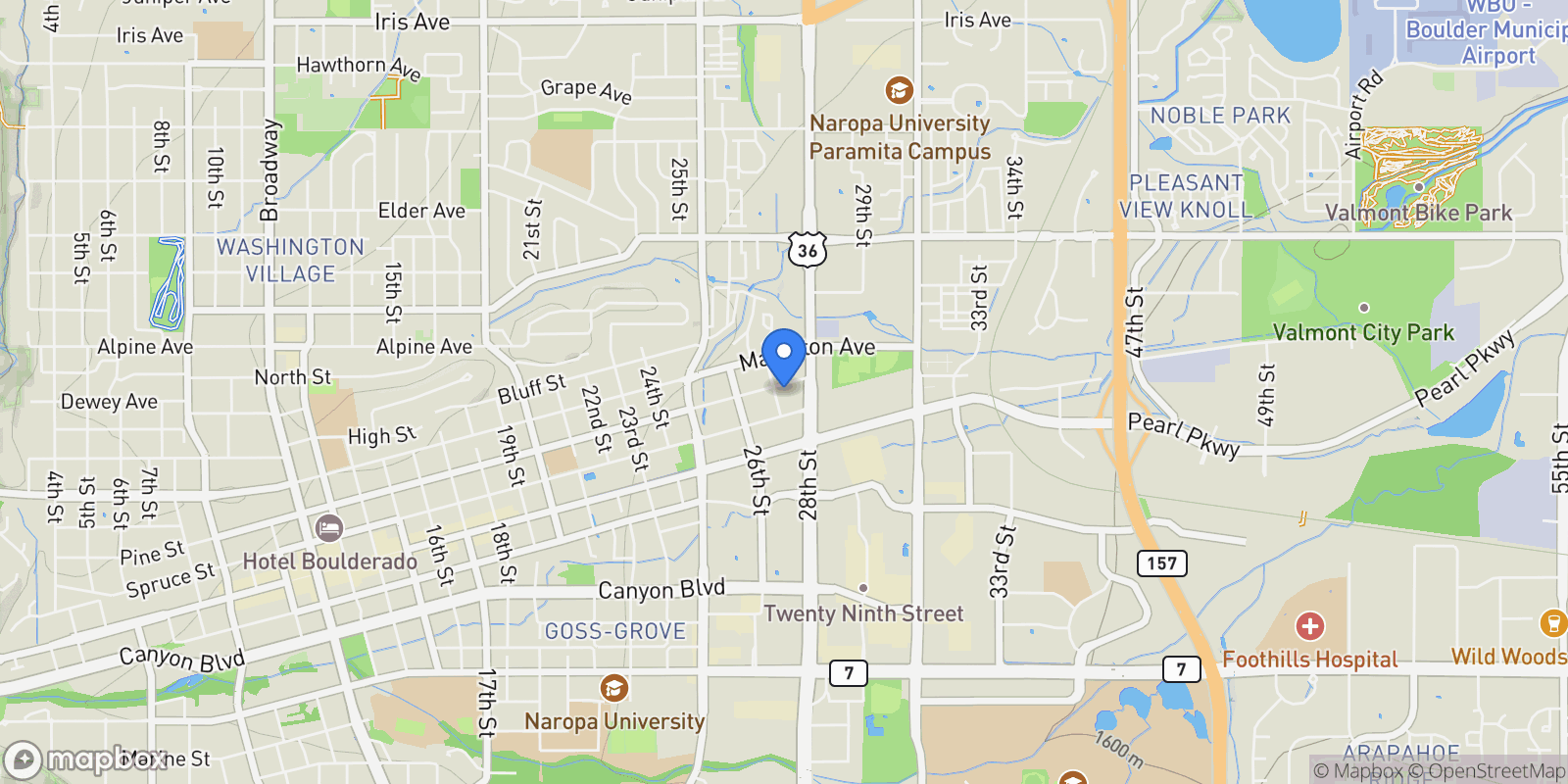 Map showing 2718 Pine Street 301, Boulder, Colorado, United States.