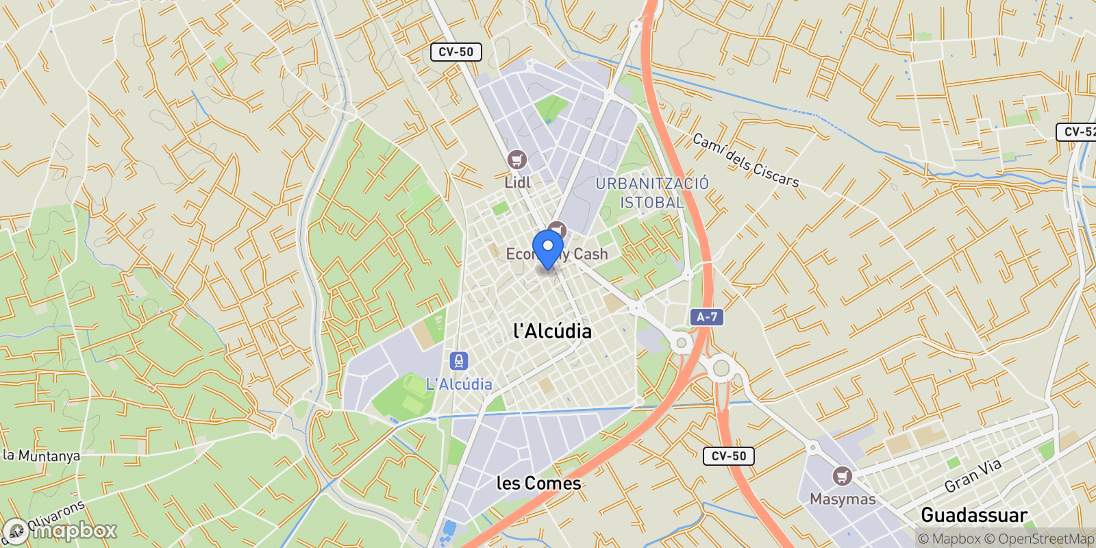 Map showing l'Alcudia, Valencian Community, Spain.