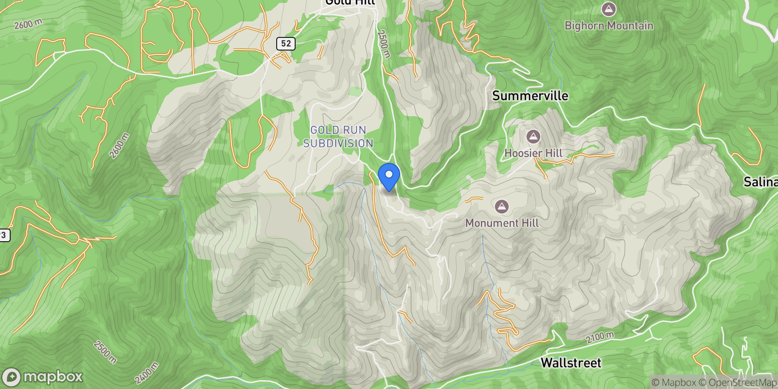 Map showing 98 Rim Road, Boulder, Colorado, United States.