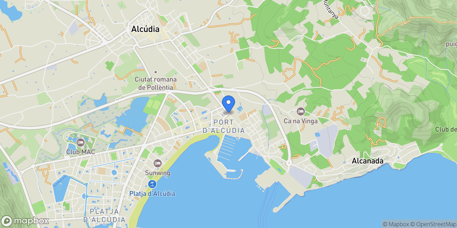 Map showing Alcudia, Balearic Islands, Spain.