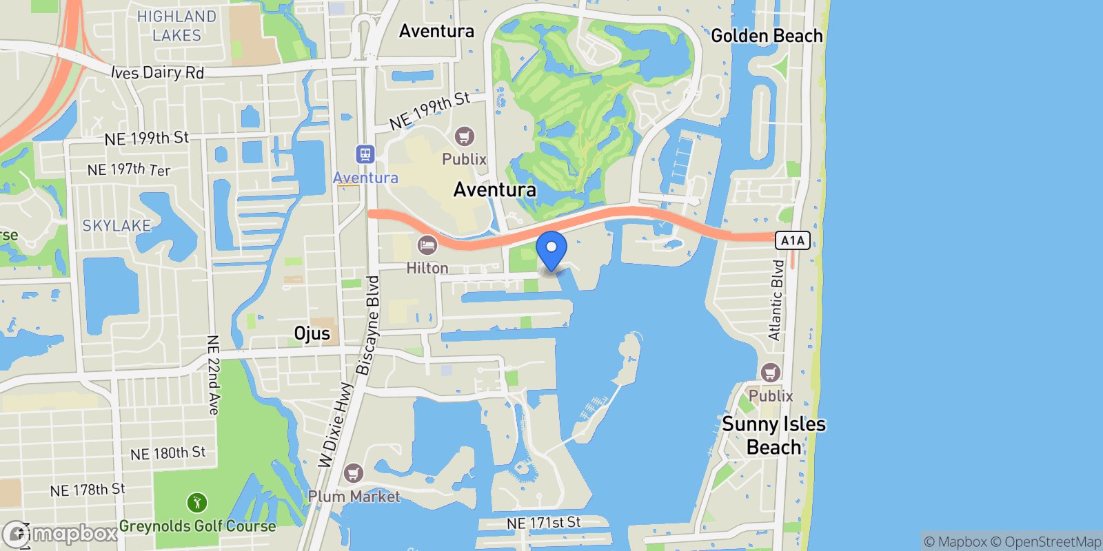 Map showing 3340 NE 190th St 1808, Aventura, Florida, United States.