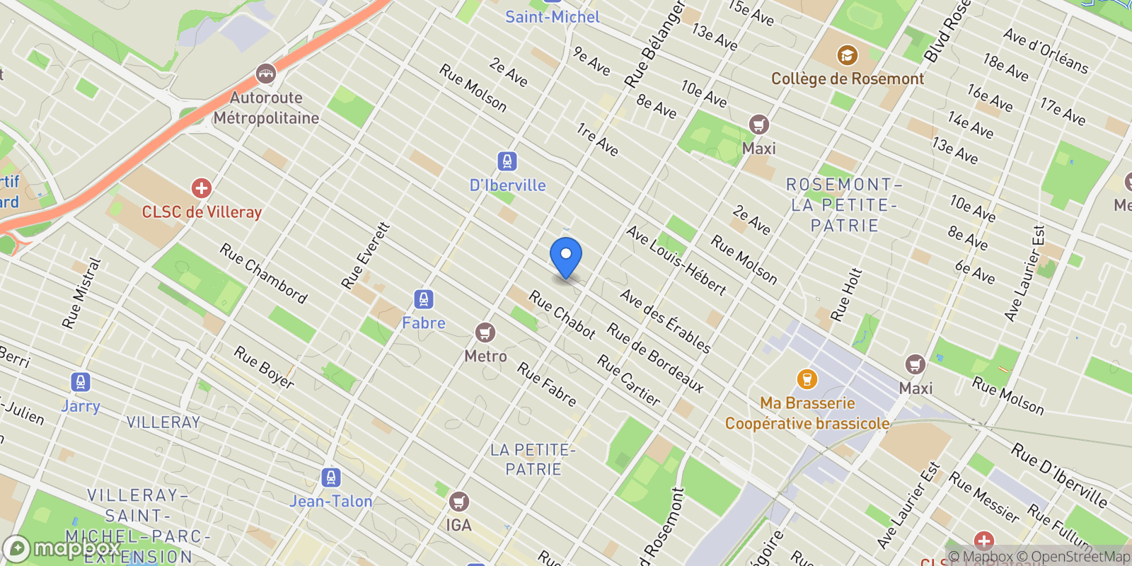 Map showing Montréal, Quebec, Canada.