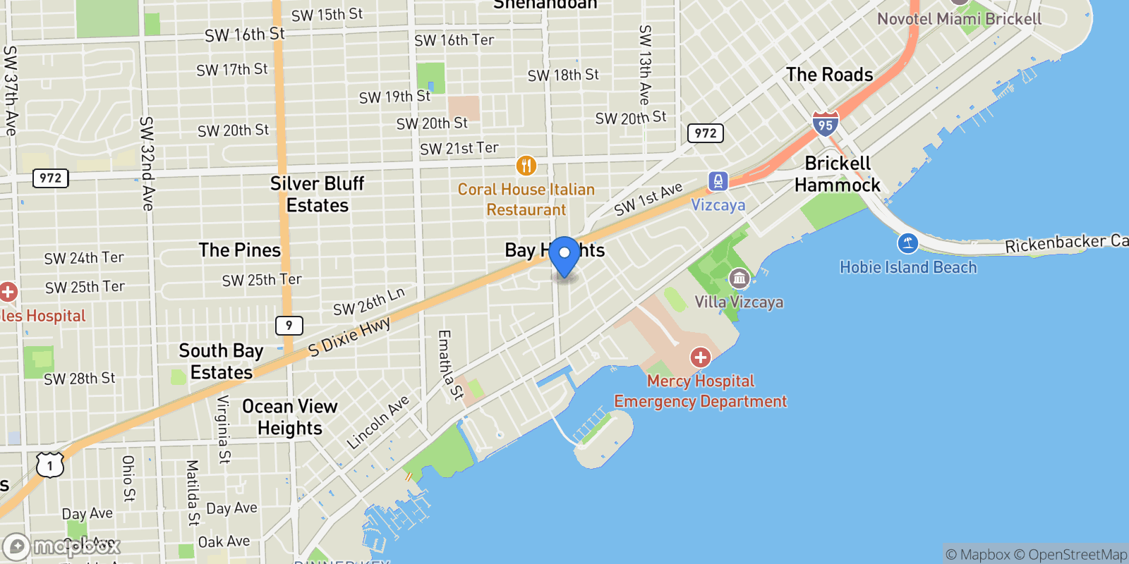 Map showing 2650 Hilola St, Miami, Florida, United States.
