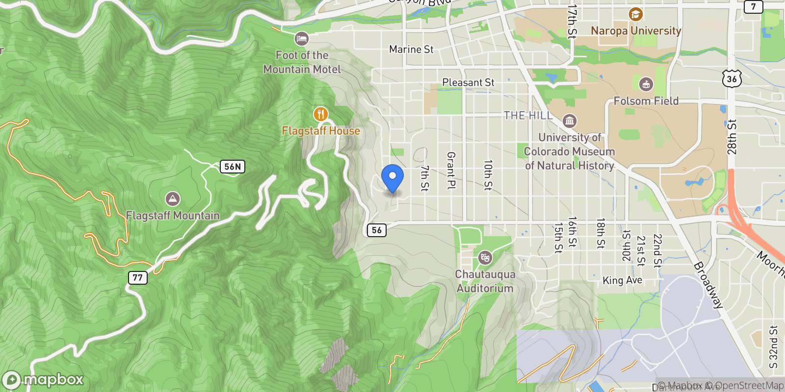 Map showing 440 Christmas Tree Drive, Boulder, Colorado, United States.