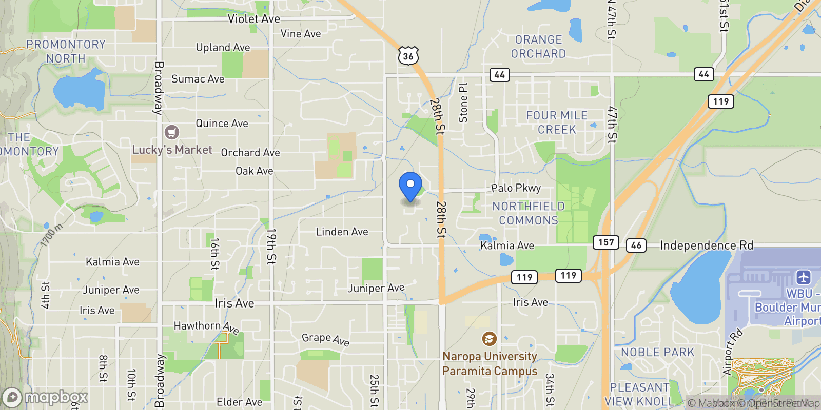 Map showing 2672 Winding Trail Drive, Boulder, Colorado, United States.