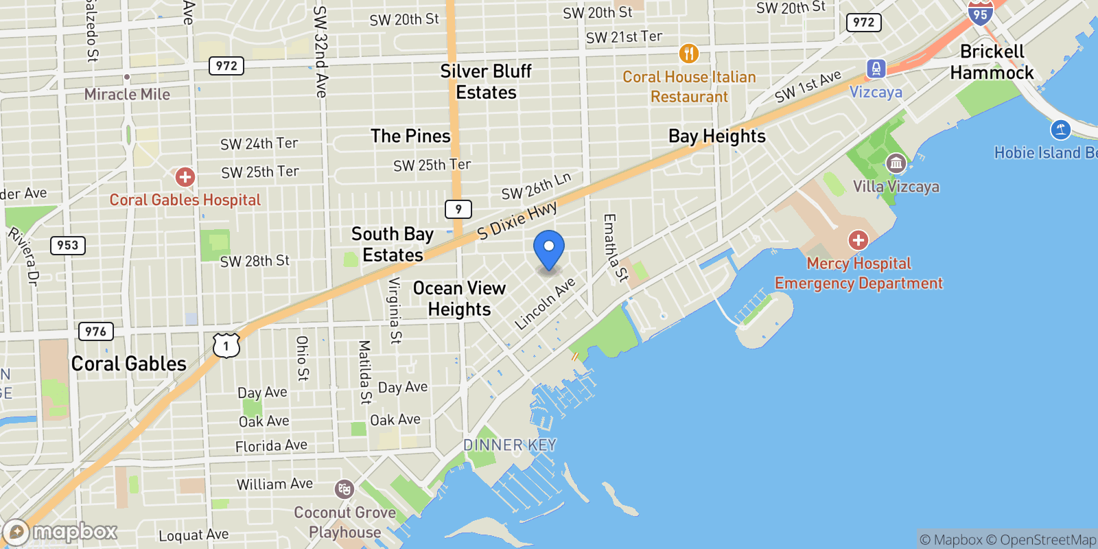 Map showing 2321 Trapp Ave, Miami, Florida, United States.