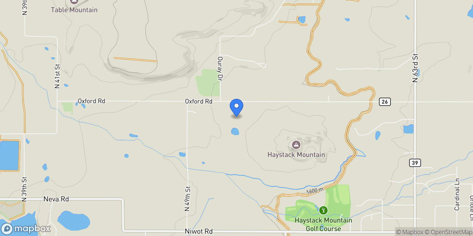 Map showing 5196 Oxford Road, Longmont, Colorado, United States.