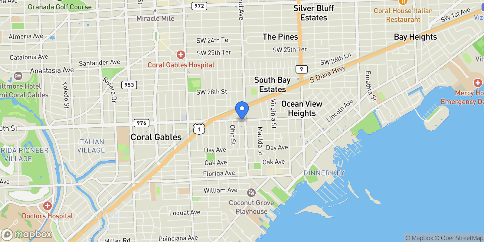 Map showing 3204 Bird Ave 108, Miami, Florida, United States.