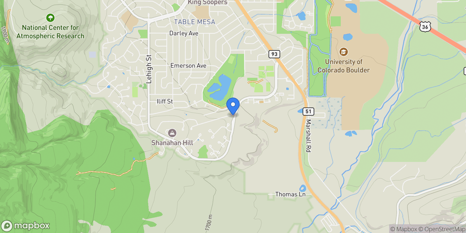 Map showing 3970 Longwood Avenue, Boulder, Colorado, United States.