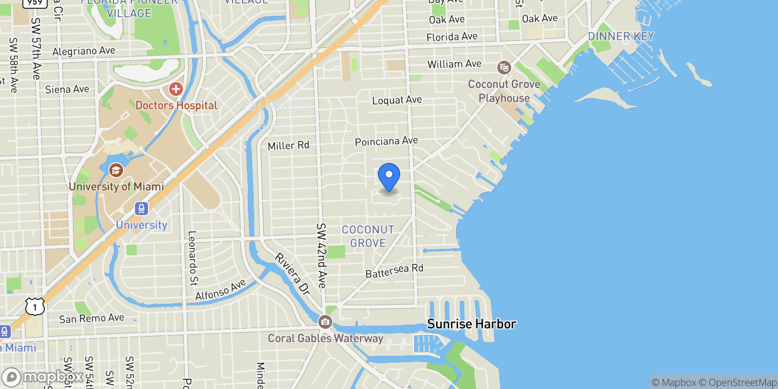 Map showing 3860 Little Ave, Miami, Florida, United States.