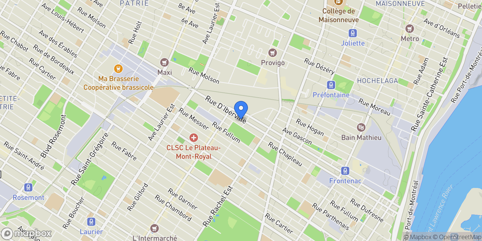 Map showing Montréal, Quebec, Canada.