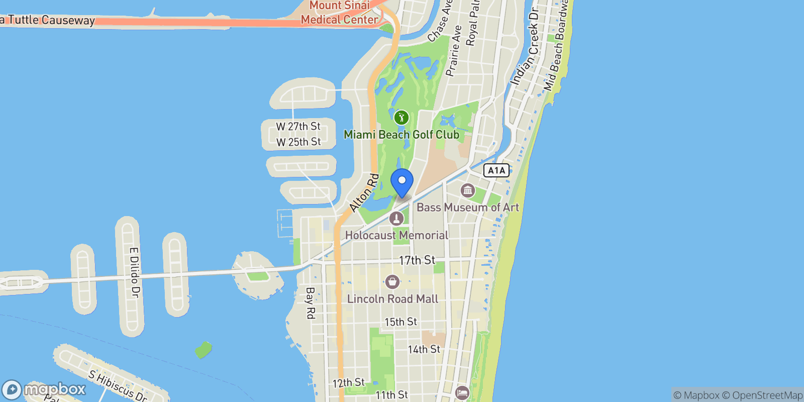 Map showing 2001 Meridian Ave 307, Miami Beach, Florida, United States.