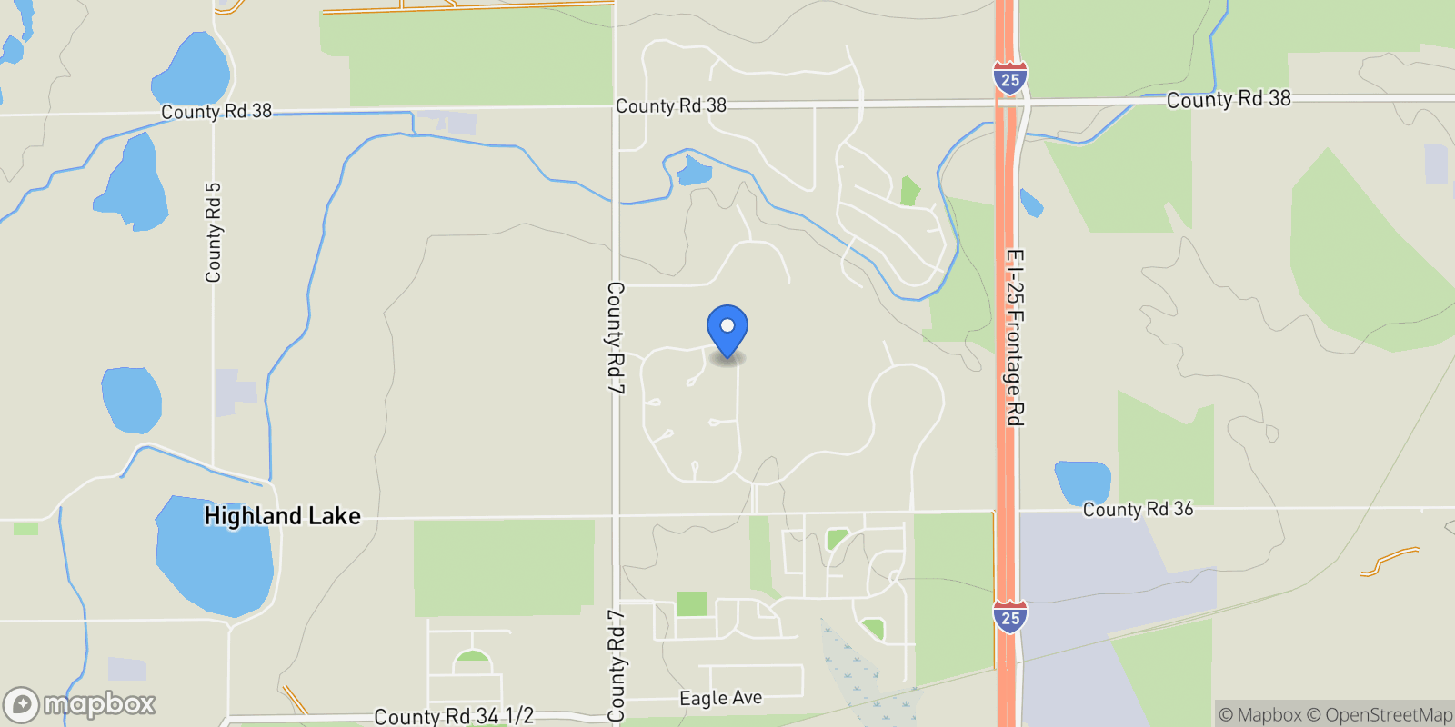 Map showing 3336 Elderberry Lane, Mead, Colorado, United States.