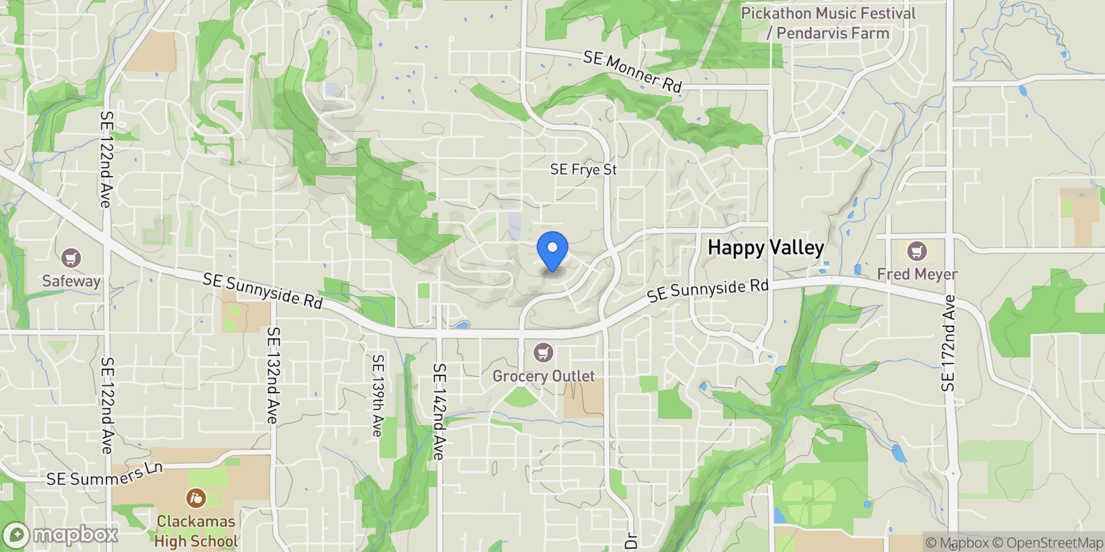 Map showing 14815 SE DONLEY LN, Happy Valley, OR, 97086, USA, Happy Valley, Oregon, United States.