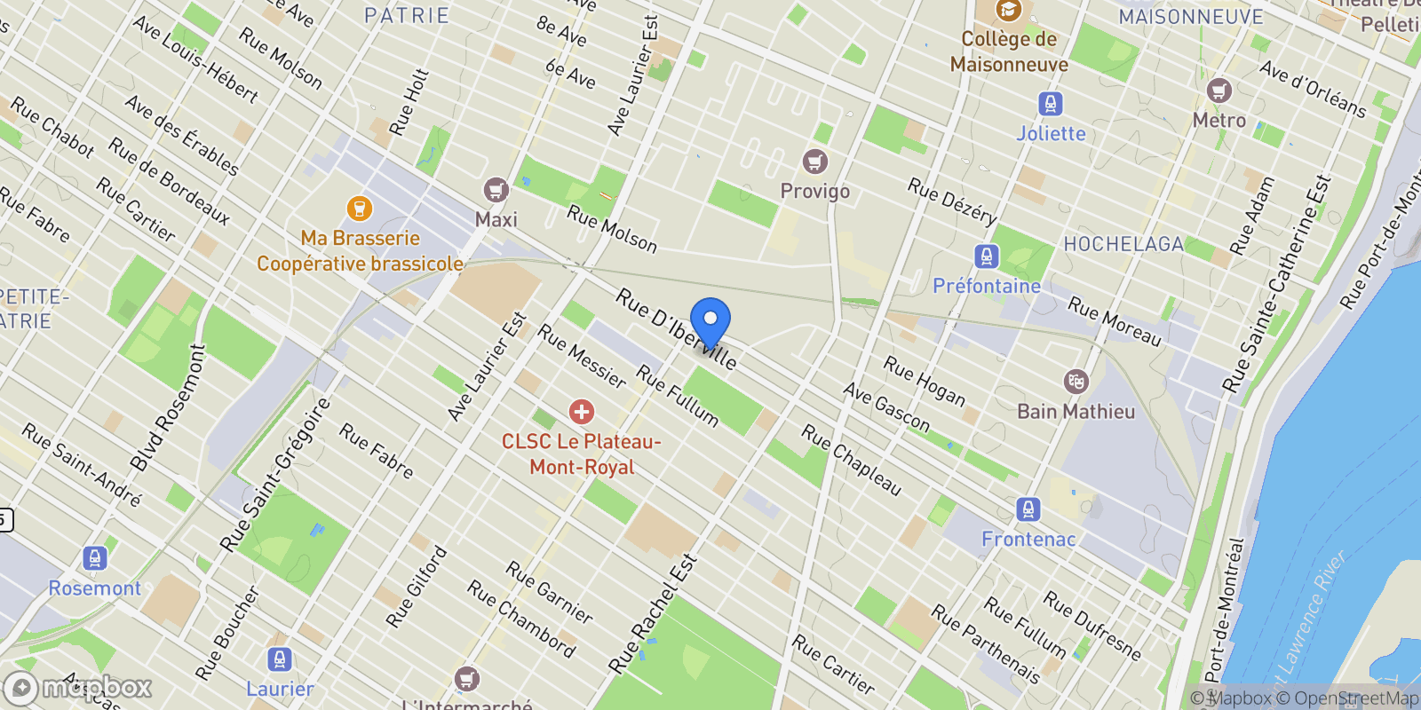 Map showing Montréal, Quebec, Canada.