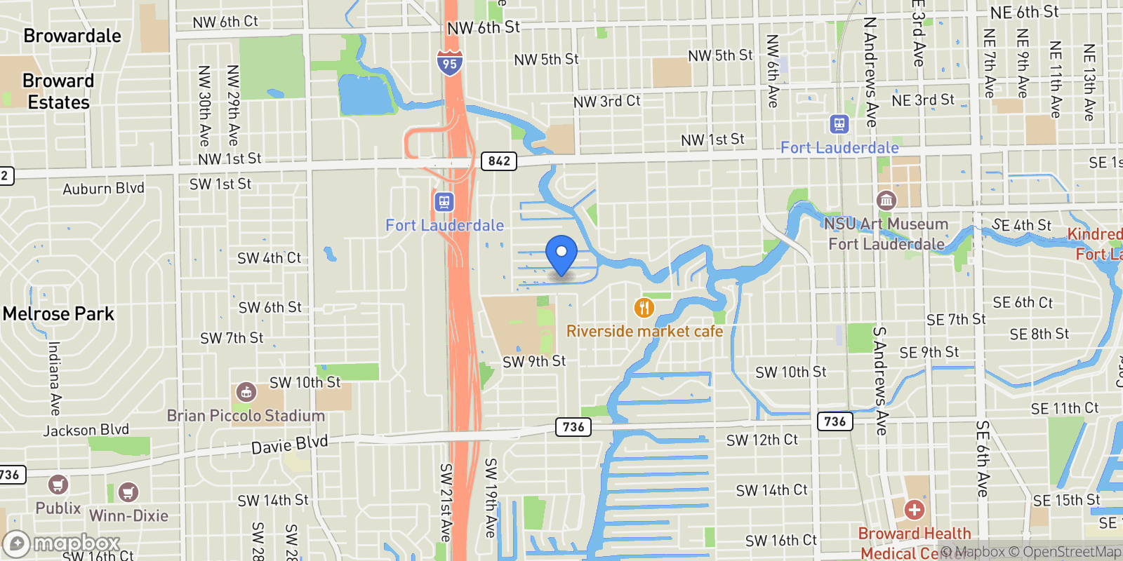 Map showing 1608 SW 5th Ct, Fort Lauderdale, Florida, United States.