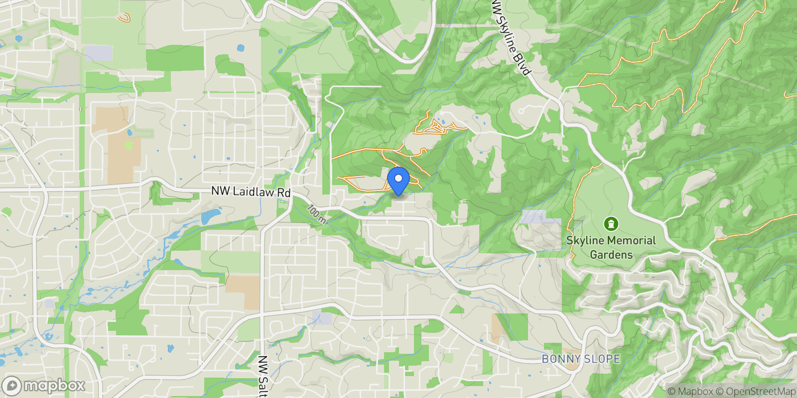 Map showing 11841 NW MELLRIDGE LN, Portland, OR, 97229, USA, Portland, Oregon, United States.