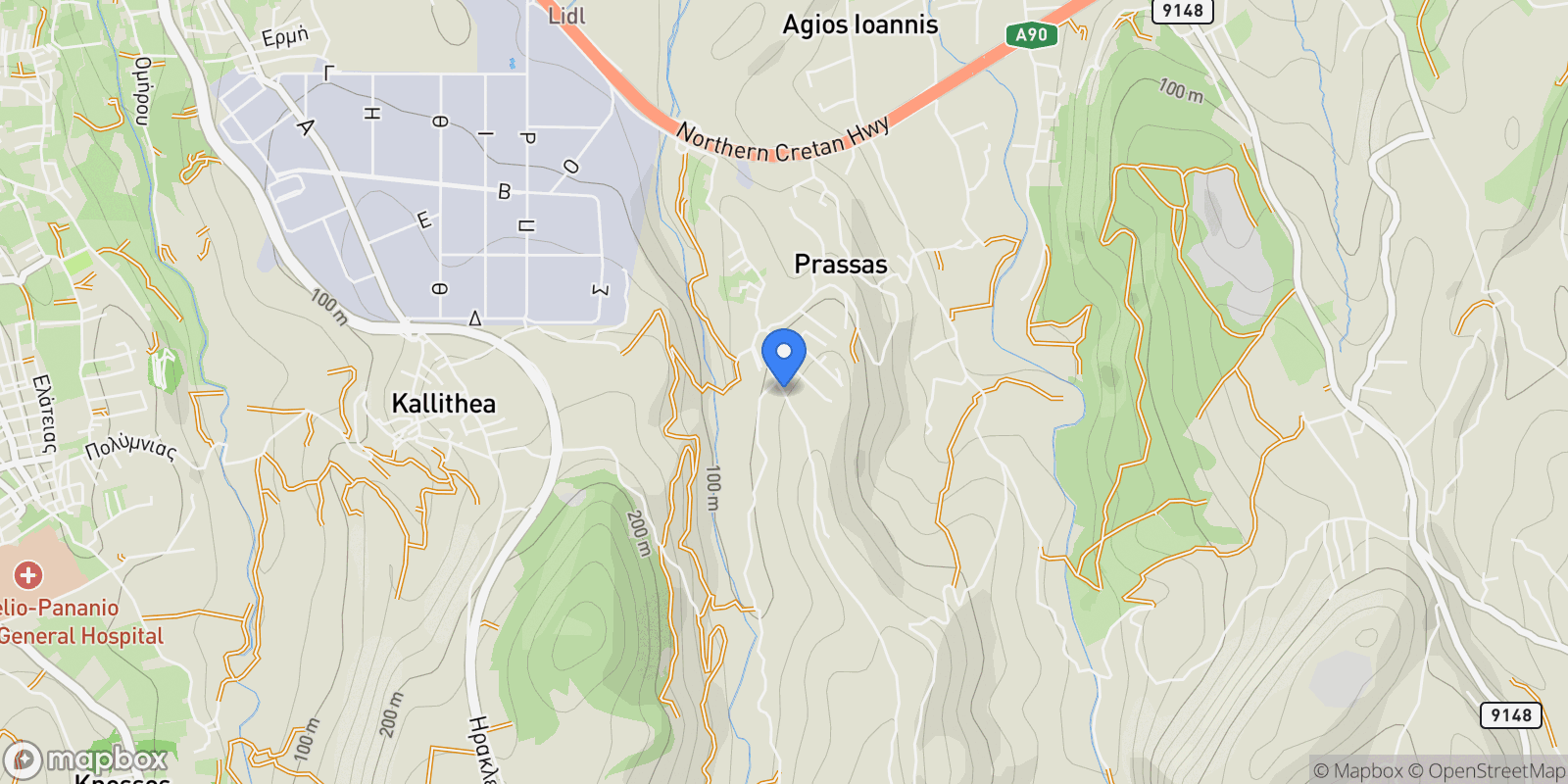 Map showing Community of Kallithea, Nea Alikarnassos, Greece.