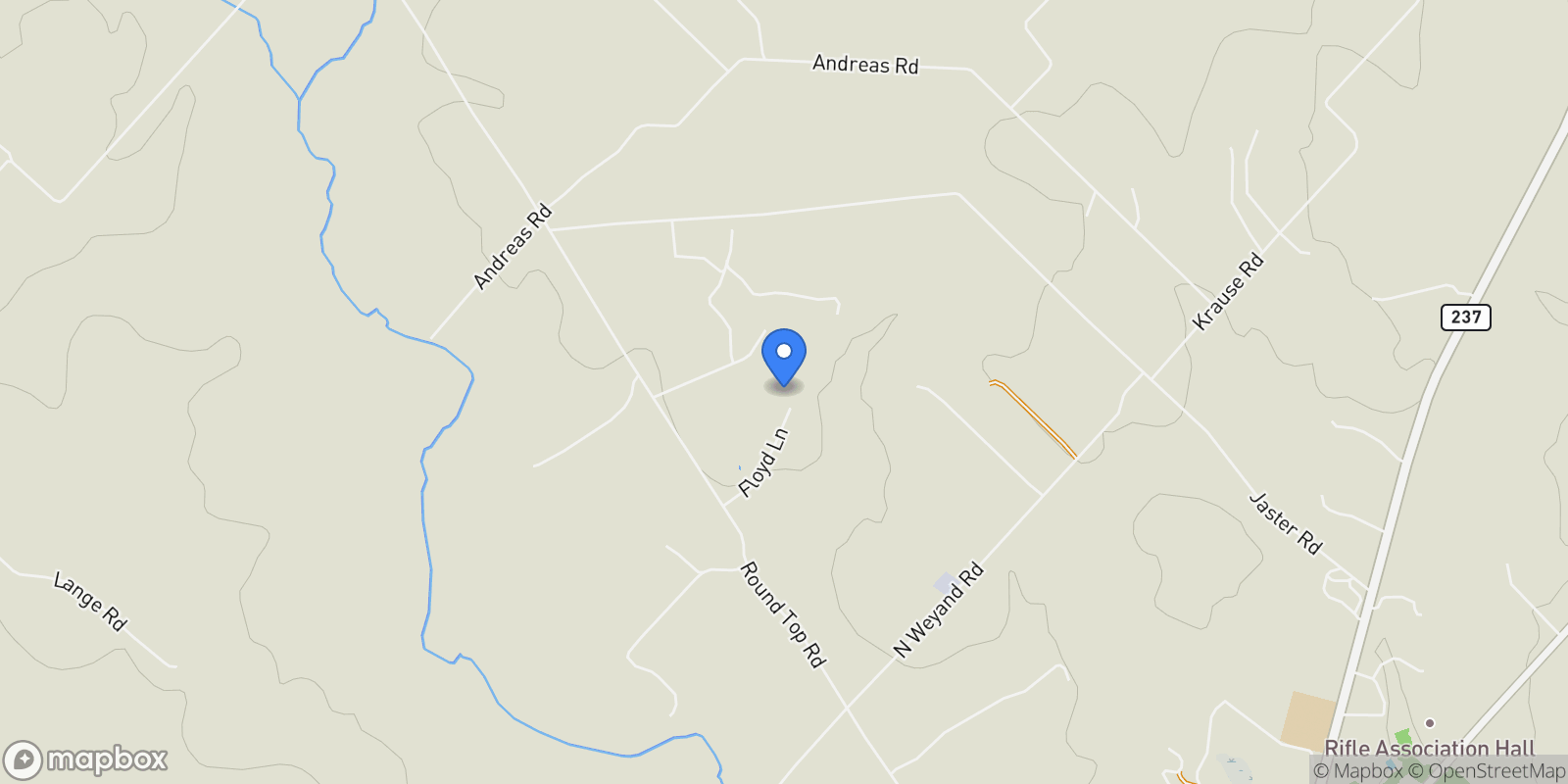 Map showing 350 Floyd Lane, Round Top, Texas, United States.