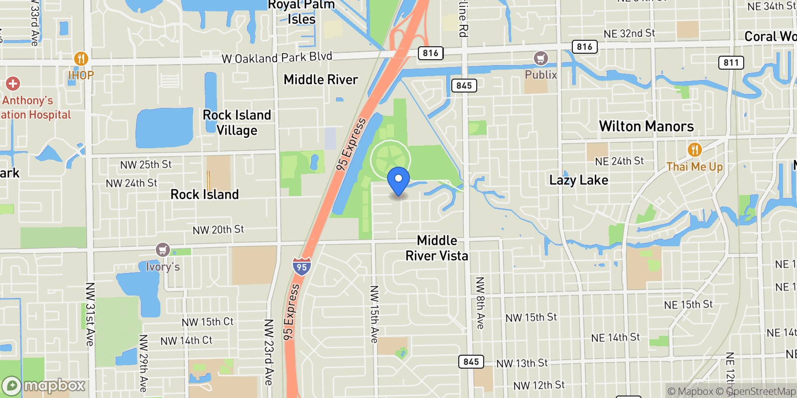 Map showing 2101 NW 14th Ave, Wilton Manors, Florida, United States.