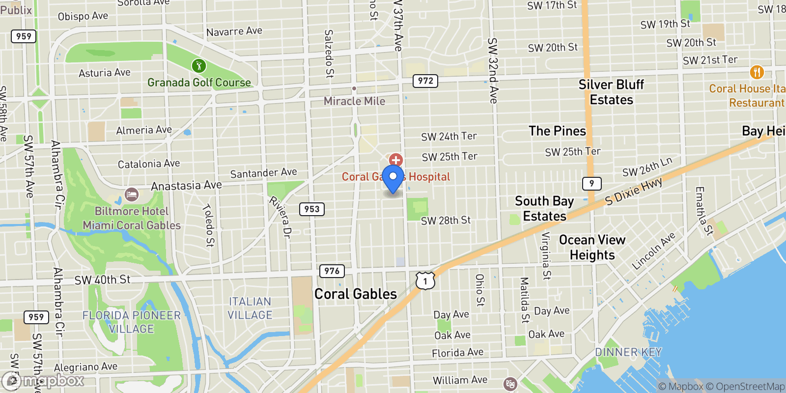 Map showing 3741 SW 27th Ter, Miami, Florida, United States.
