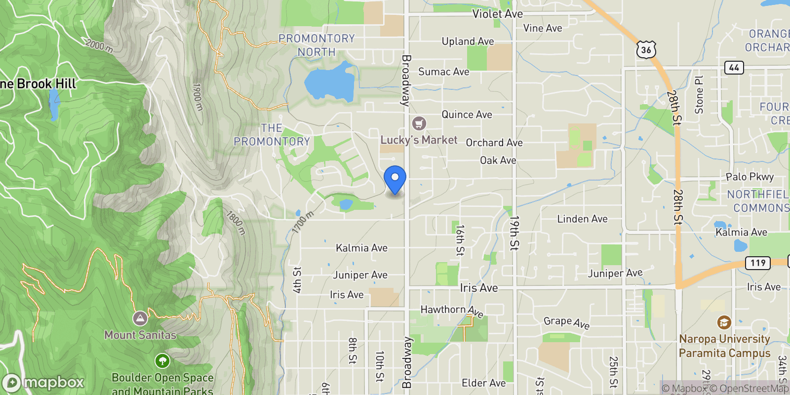 Map showing 3747 Mountain Laurel Place, Boulder, Colorado, United States.