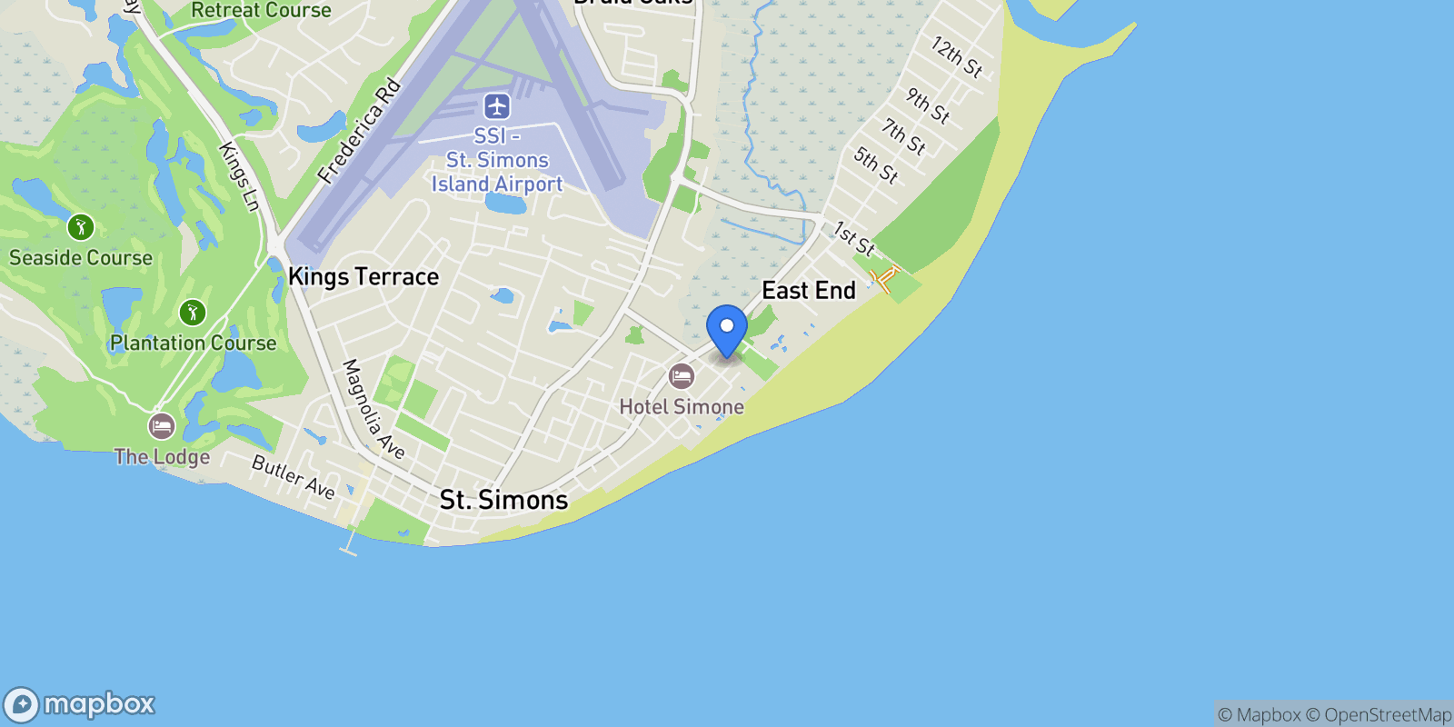Map showing St. Simons, Georgia, United States.