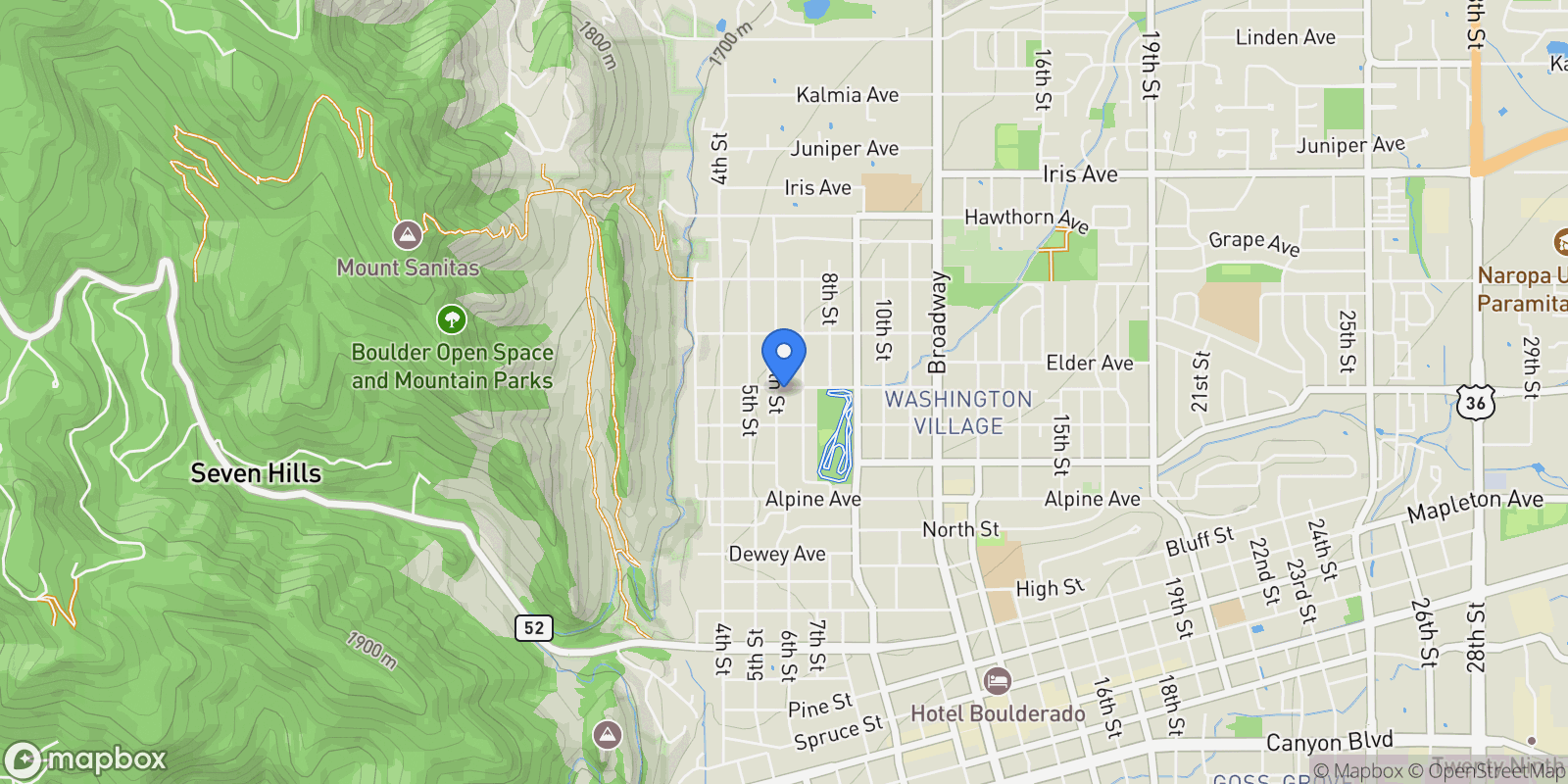Map showing 2958 6th Street, Boulder, Colorado, United States.