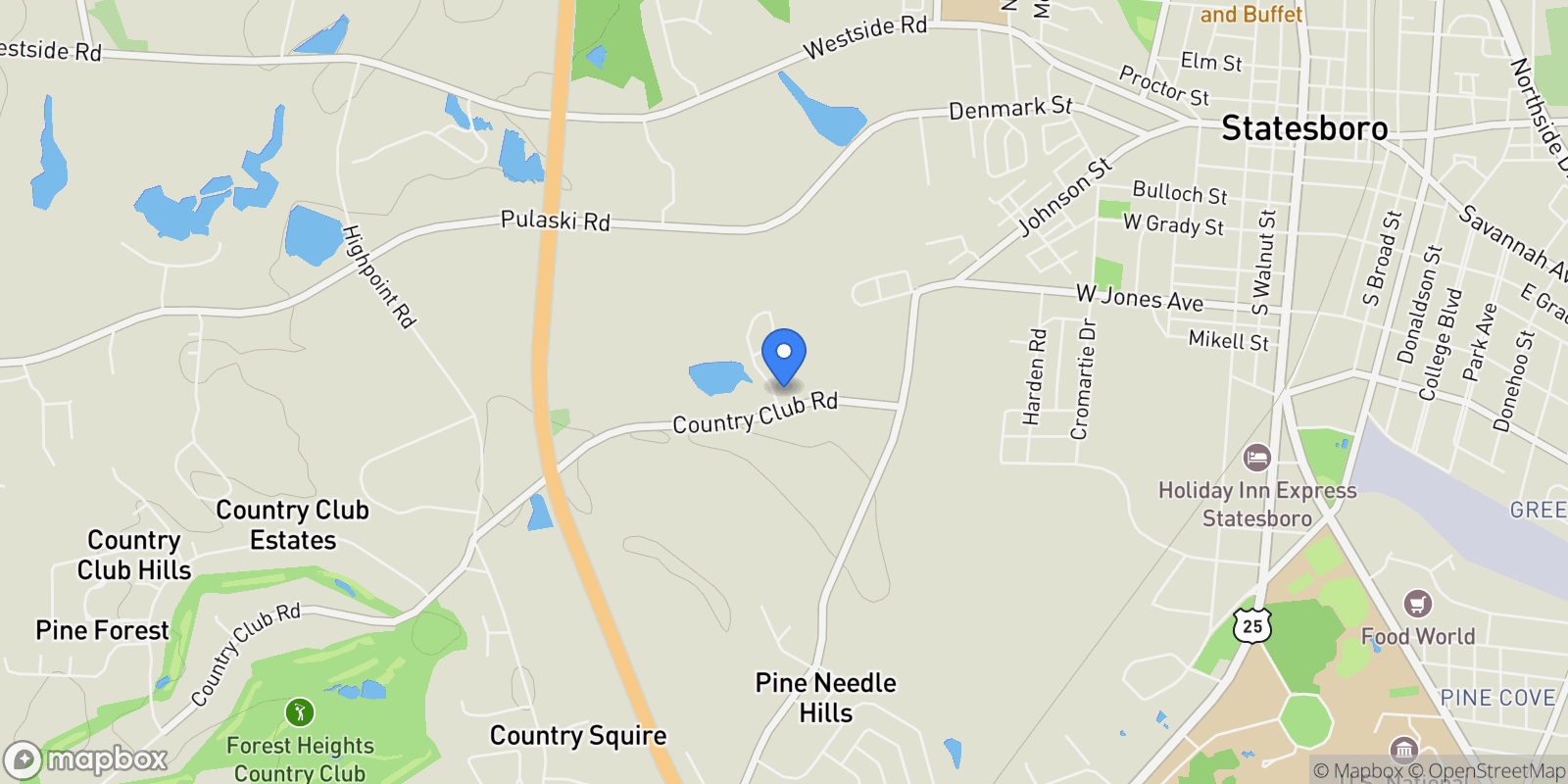 Map showing Statesboro, Georgia, United States.