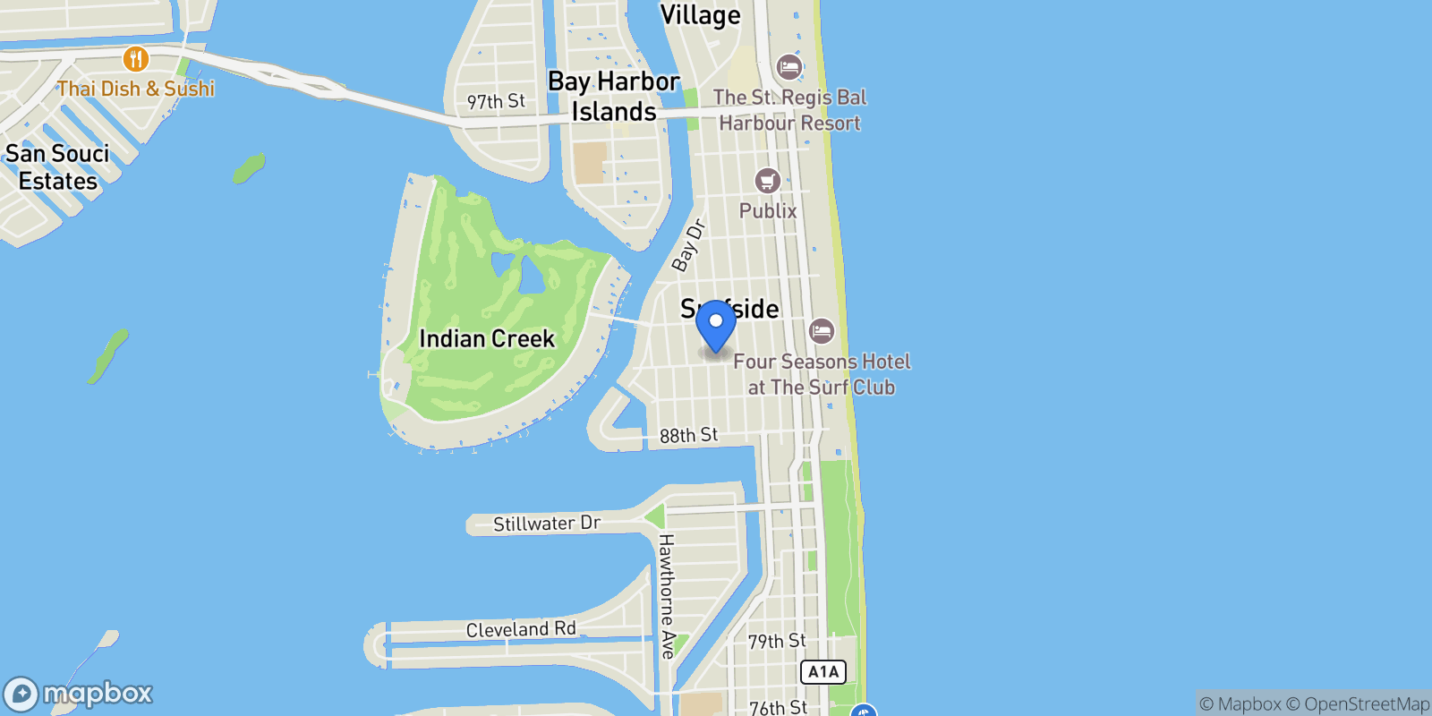 Map showing 9008 Dickens Ave, Bal Harbour, Florida, United States.